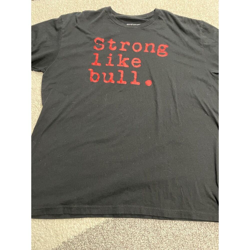 Strong Like Bull Size 2xl Black Men's T-Shirt Red Lettering XXL